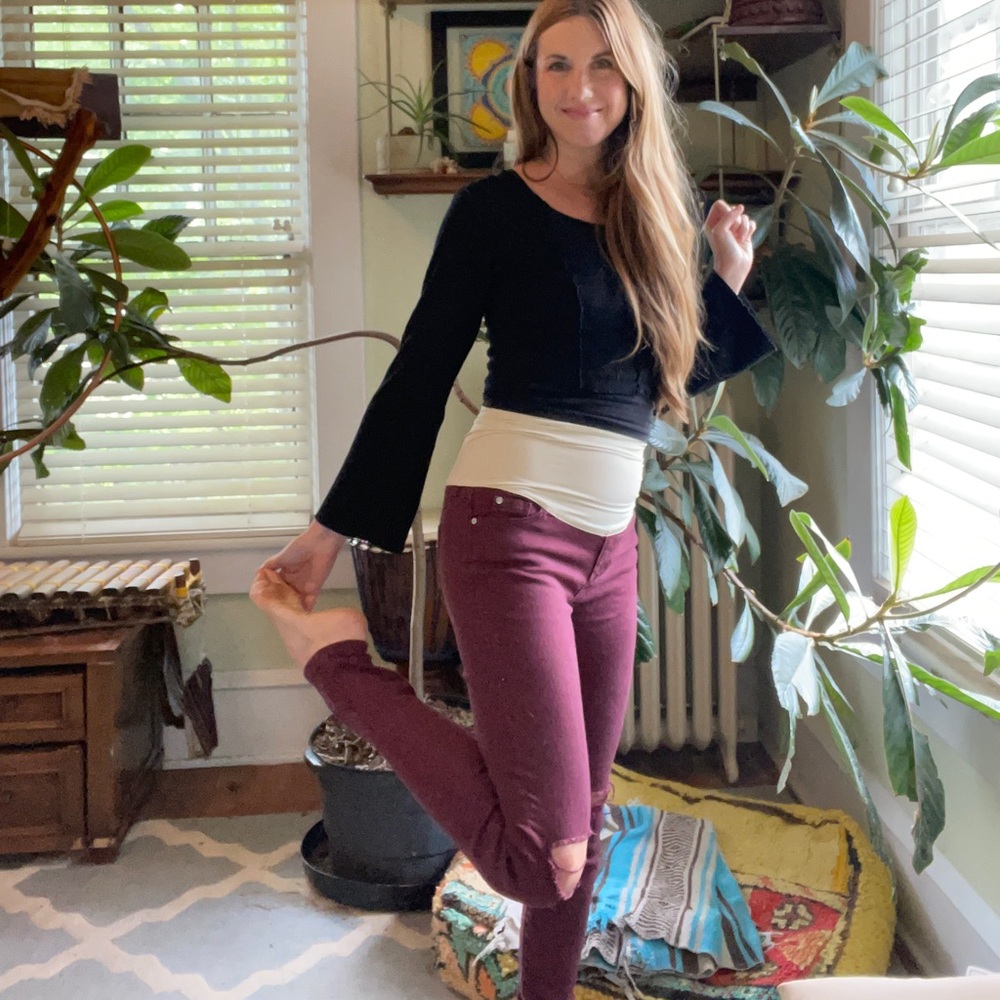 Pink Blush Distressed Maternity Pants